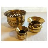 VTG Mini Brass Spittoons & Brass Basket
