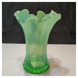 VTG Green Opalescent Glass Vase