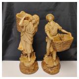 MCM Marwal Chalkware Boy & Girl Statues