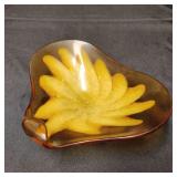 VTG Gold And Amber Art Glass Bowl