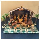 VTG Elaborate Hand Painted Nativity Set w/Extras