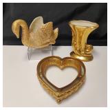 3 VTG Gold Plated Flower Planters