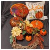 Fall Harvest Pumpkin Decor Pillow Wreath Tray +