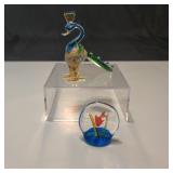 Murano Miniature Fish Bowl & Glass Mini Peacock