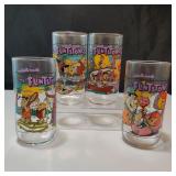 4 VTG Hardees Flintstone glasses