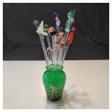 VTG Glass Bird Swizzle Sticks