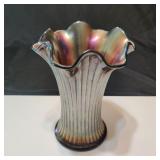 VTG Northwood Carnival Glass Thin Ribbed Vase