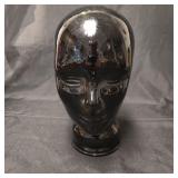 VTG Black Glass Mannequin Head