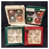 VTG Glass Christmas Ball Ornaments 4 Boxes