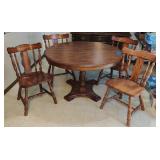 VTG Wood Round Table With 4 Chairs