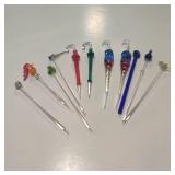 VTG Glass Umbrella & Bird Swizzle Sticks