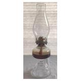 Vintage Clear Glass Floral Oil Lantern/Lamp