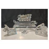VTG Clear Glass Figurines Scottie Dog Train & More