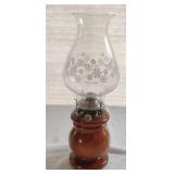 VTG Wood Oil Lantern/Lamp Pyrex Shade