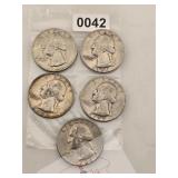 5 Rare Silver Washington Quarters $240