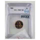 1962 Copper Lincoln Cent ICG PR67 RD $130