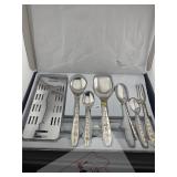 Floral Stainless Flatware Serving Set $130