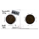 Hungary 1976 2 Forint Copper Coin KM#591 $130