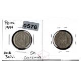 Peru 1994 50 Centimos Coin KM#307.1 $130