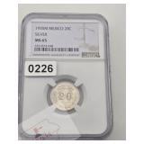 1935 Mexico 20 Centavos Silver MS65 NGC $80