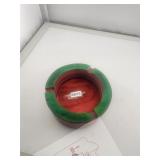 Vintage Green Red Painted Wood Ashtray $130