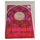 Glory to God Coin Art in Red and Pink, $120
