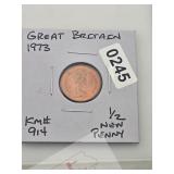 Great Britain 1973 1/2 New Penny km# 914 $1