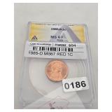 1985-D Lincoln Memorial Copper Cent MS67 $168