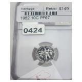 1952 Silver Roosevelt Dime NGC PF67 $298