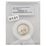 1991 S WASHINGTON QUARTER PROOF 70 $130