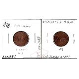 2010 France 2 Cent Copper Plated Steel Coin $130