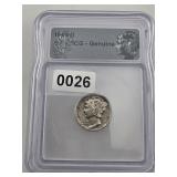 1941-D Mercury Silver Dime ICG Genuine Slabbed$228