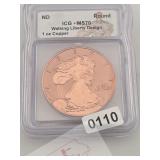 ND ICG MS70 Walking Liberty 1 oz Copper Round