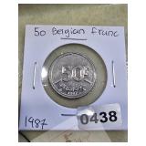 1987 Belgium 50 Franc Coin Silver Plated $130