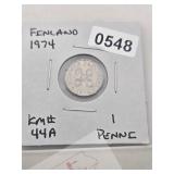 Finland 1974 1 Penni KM# 44A Coin