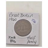 1960 Great Britain Half Penny KM# 896 $58