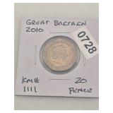 Great Britain 2010 Twenty Pence Coin KM# 1111