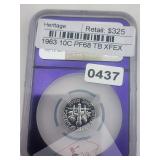 1963 Silver Roosevelt Dime PF68 Cameo $650