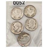 Lot 5 Silver Roosevelt Dimes Rare $286