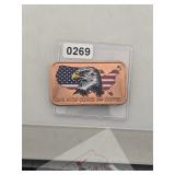 USA Eagle Flag Enameled .999 Copper Bar $130