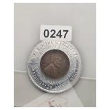 1938 Copper Wheat Cent Racine Token $130