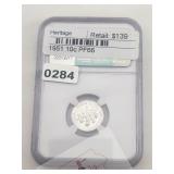 1951 Silver Roosevelt Dime NGC PF66 $278