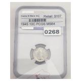 1945 Mercury Silver Dime PCGS MS64 $214