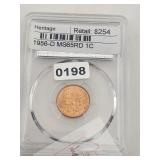 1956-D MS65RD Copper Wheat Cent PCGS $508