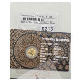 2025 Aztec Niue 1/1000 troy ounce gold $390