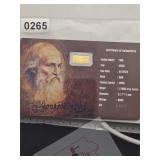 2025 Niue Leonardo Da Vinci 1/1000 Gold $13