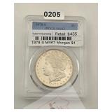 1878-S Morgan Silver Dollar PCGS MS63 $870