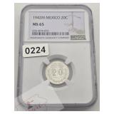 1942-M Mexico 20 Centavos MS65 NGC $80