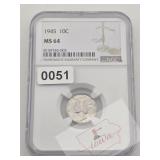 1945 Mercury Dime, MS64, NGC $107