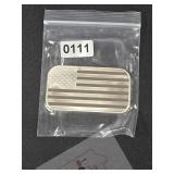 American Flag Silver Ingot Art Bar $240